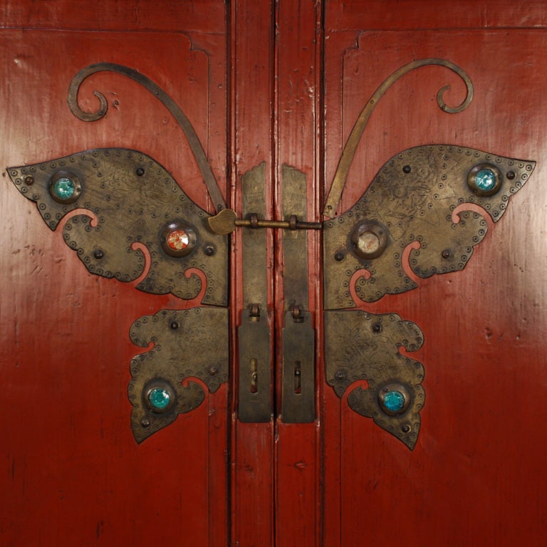19th Century Early 20th Century Chinese Tapered Butterfly Cabinet