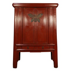 Antique Early 20th Century Chinese Tapered Butterfly Cabinet