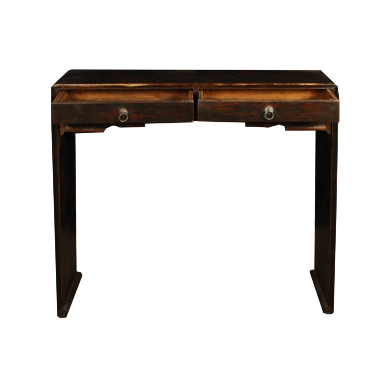 A petite 19th century Chinese elmwood ribbon-form altar table with two drawers and dragon carved apron.

Pagoda Red Collection #:  BJA103


Keywords:  Table, console, altar, sideboard, buffet, server, credenza, entry