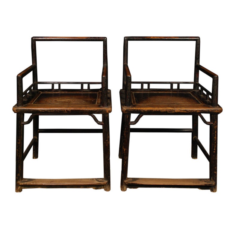 Pair of 19th Century Chinese Elmwood Chairs