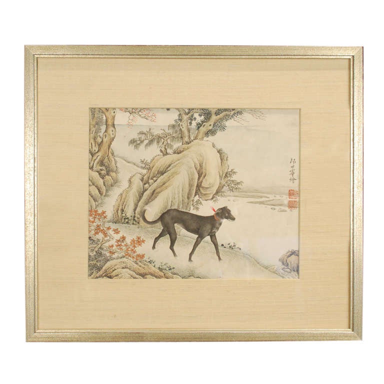"Ten Prized Hounds", Set of Ten 19th C. Paintings in the Manner of Castiglione
