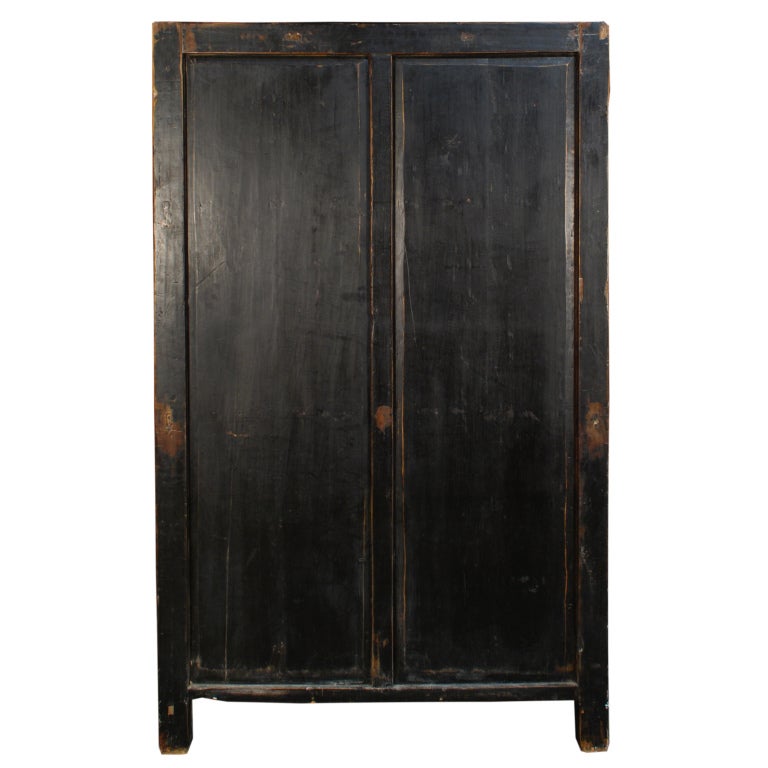 19th Century Chinese Painted Black Lacquer Cabinet 2