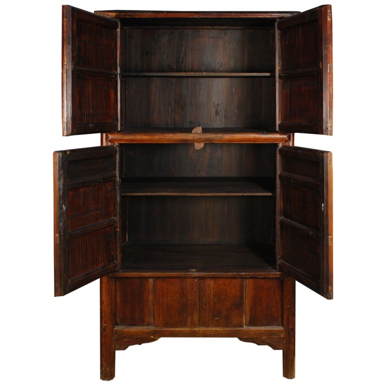 An early 20th century Chinese cabinet with four doors with bamboo slats, and two sliding doors below.<br />
<br />
Pagoda Red Collection #:  CB048<br />
<br />
<br />
Keywords:  Cabinet, armoire, cupboard, closet, chest, dresser, linen press