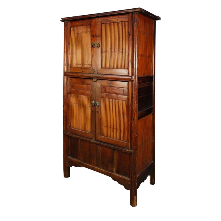 Early 20th Century Chinese Bamboo Cabinet In Excellent Condition In Chicago, IL