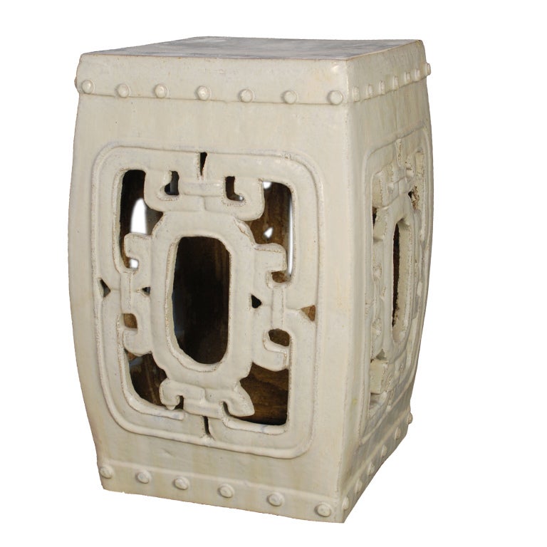 White Glazed Garden Stool