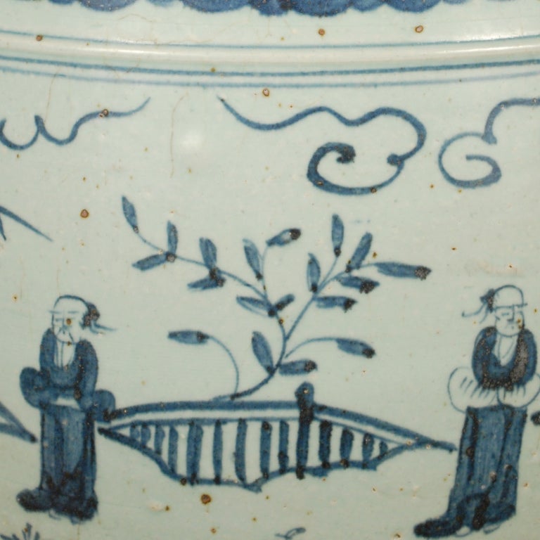 20th Century Chinese Blue and White Fish Pond In Excellent Condition In Chicago, IL