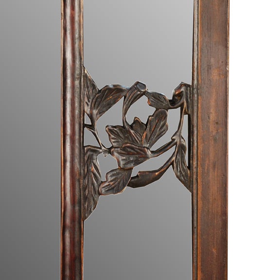 Early 20th Century Chinese Window Lattice with Mirror