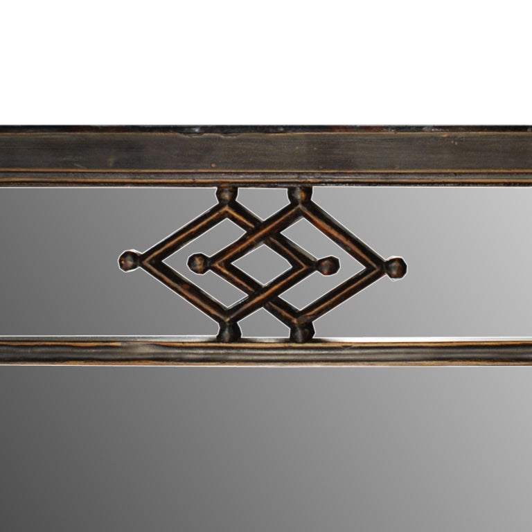 Early 20th Century Chinese Window Lattice Panel with Mirror