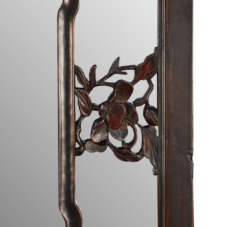 Early 20th Century Chinese Window Lattice Panel with Mirror