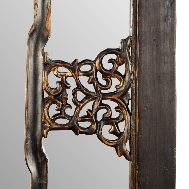 Early 20th Century Chinese Butterfly Lattice Window with Mirror