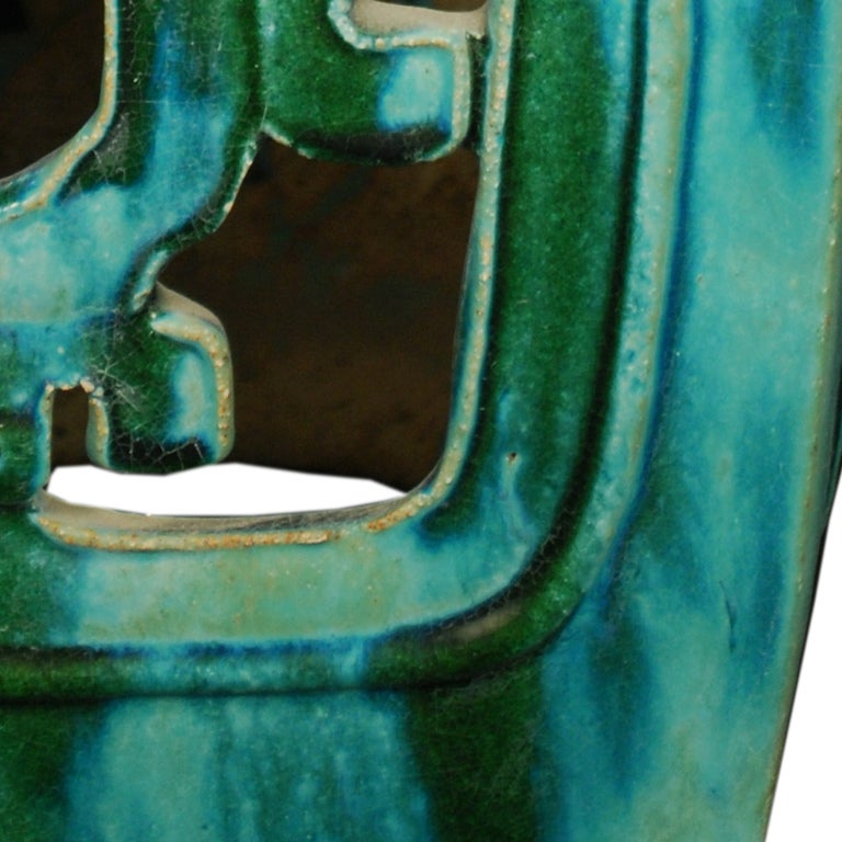 20th Century Green Glazed Ceramic Garden Stool