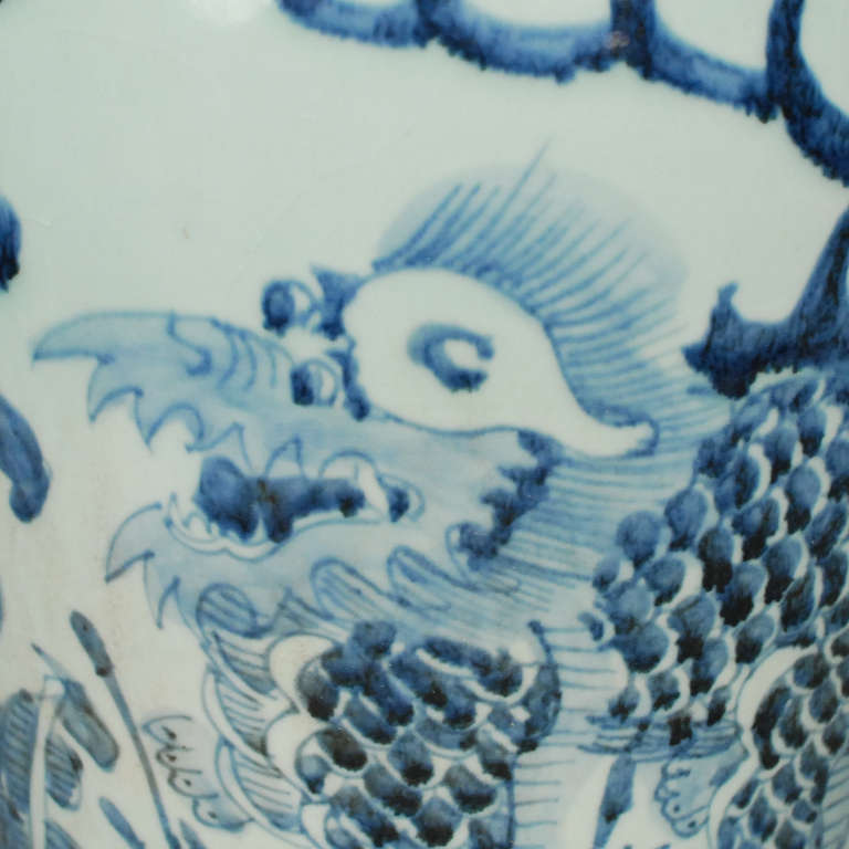 20th Century Pair of Chinese Blue and White Covered Jars with Qilin