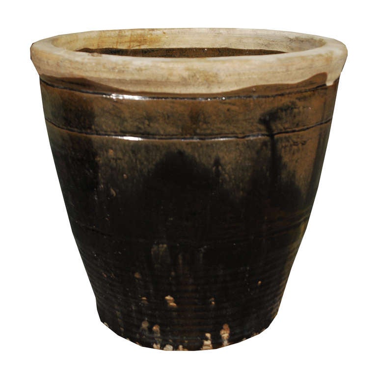 Ceramic Early 20th Century Grande Glazed Garden Jar