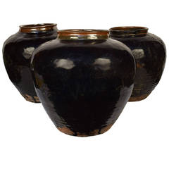 Early 19th Century Black Glazed Wine Vessels
