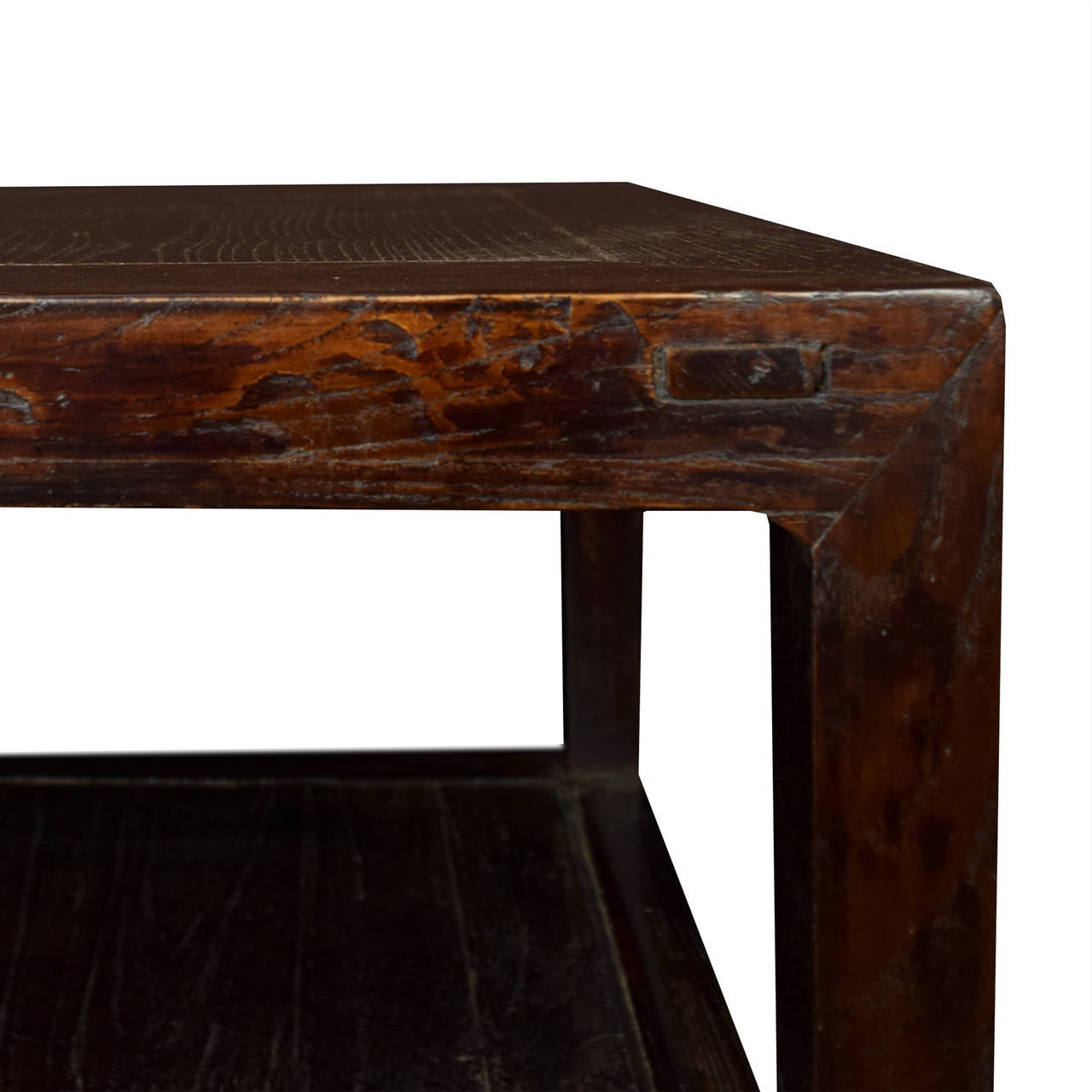 19th Century Chinese Square Table with Hoof Feet and Shelf In Excellent Condition In Chicago, IL