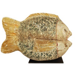 Early 20th Century Folk Chinese Fish on Stand