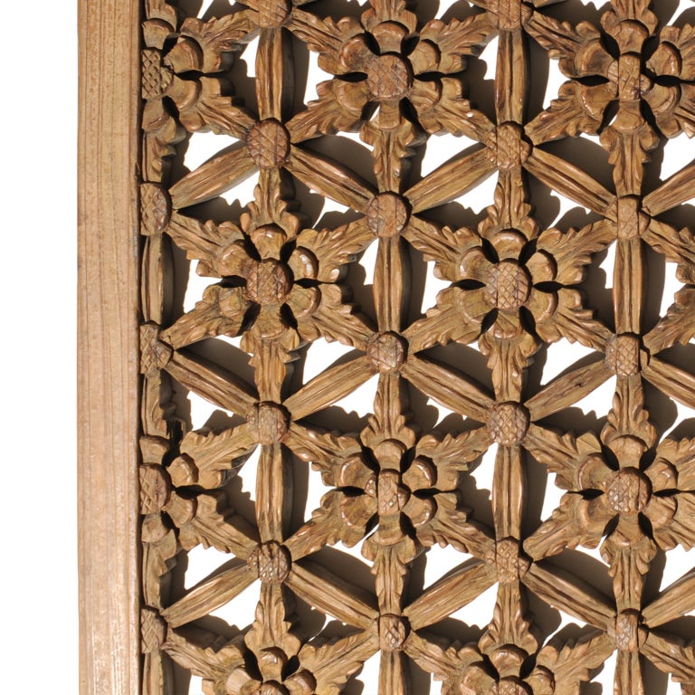 19th Century Chinese Floral Lattice Panel