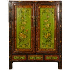 Antique 19th Century Chinese Floral Painted Cabinet