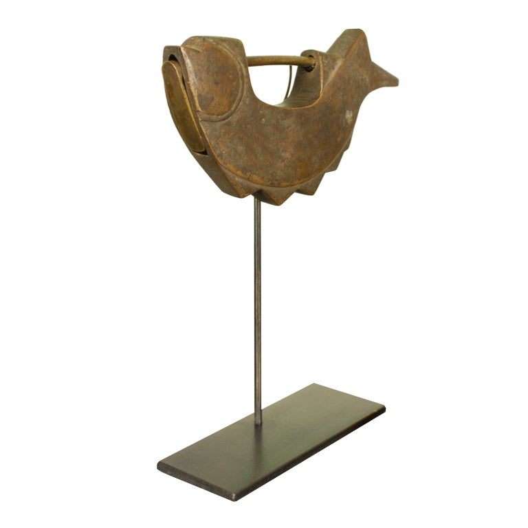 19th Century Korean Fish Lock on Stand