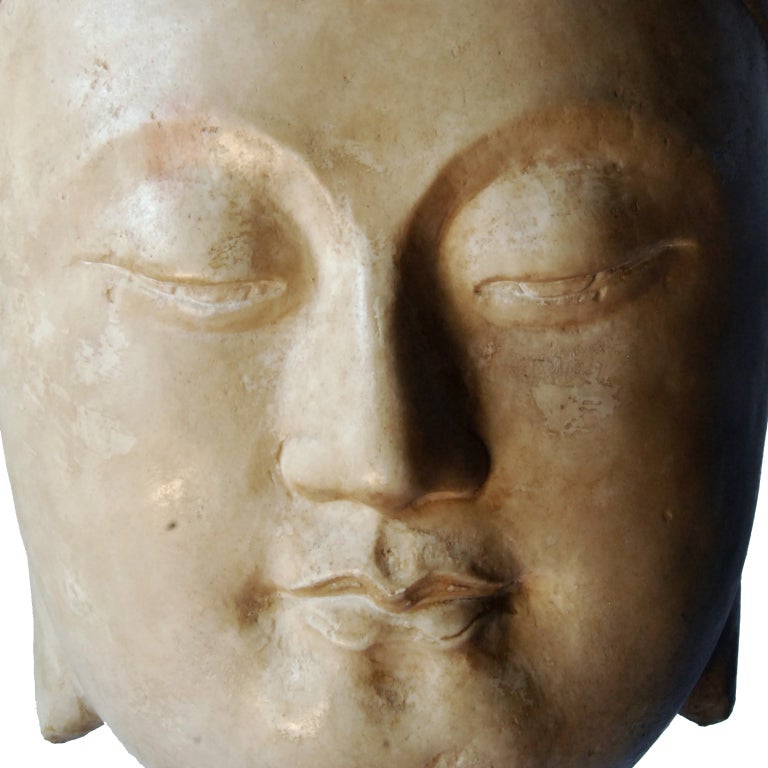 19th Century Chinese Buddha Head on Stand In Excellent Condition In Chicago, IL