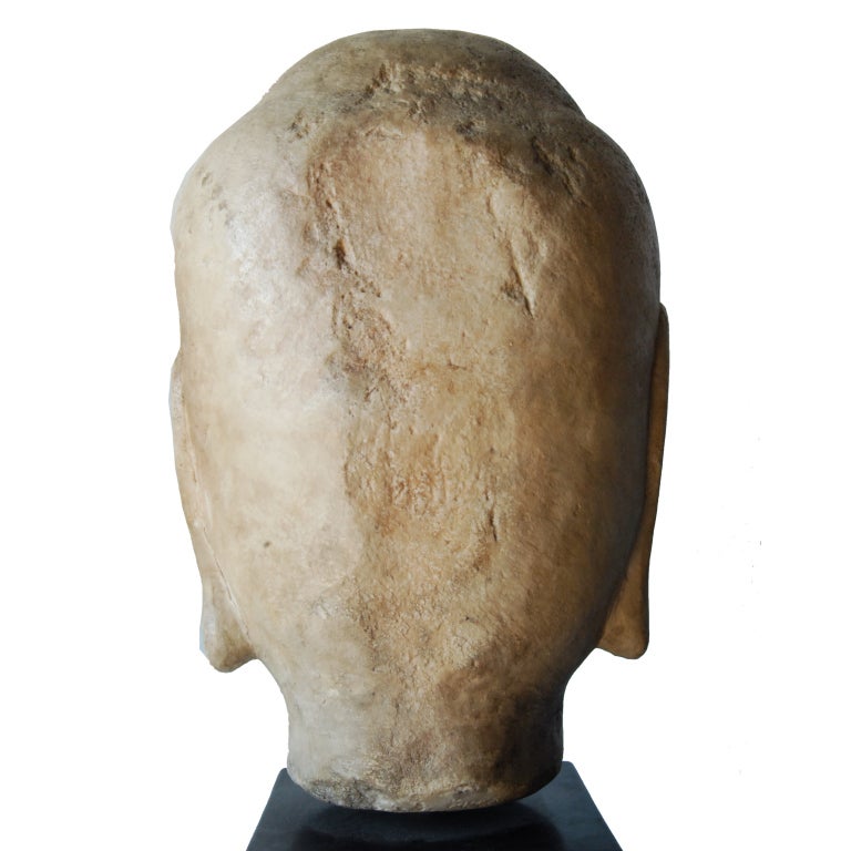 Marble 19th Century Chinese Buddha Head on Stand