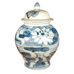 Antique Early 20th Century Chinese Blue and White Ginger Jar