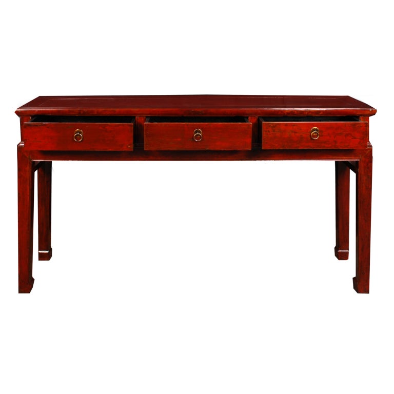 19th Century Chinese Red Lacquered Writing Table