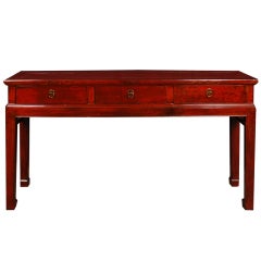 Antique 19th Century Chinese Red Lacquered Writing Table