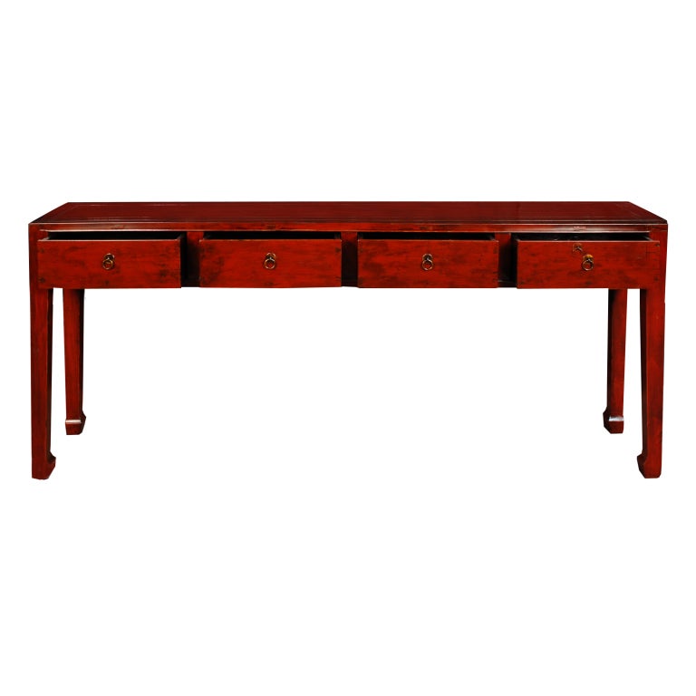 Early 20th Century Chinese Red Lacquered Table