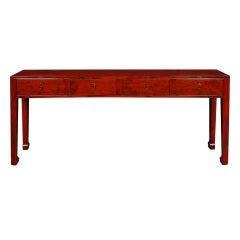 Early 20th Century Chinese Red Lacquered Table