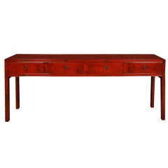 Four Drawer Red Lacquered Table