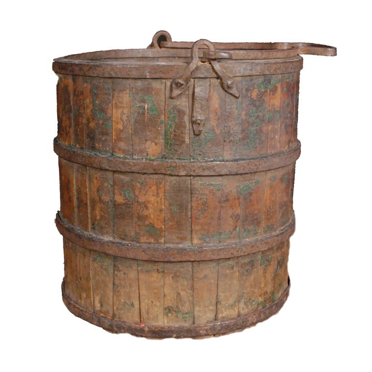 An early 20th century Chinese elmwood water bucket with iron straps and traces of original green lacquer.

Pagoda Red Collection #:  Z093C


Keywords:  bucket, planter, vase, urn, bowl, pot, jar