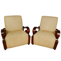Pair of Chinese Deco Club Chairs