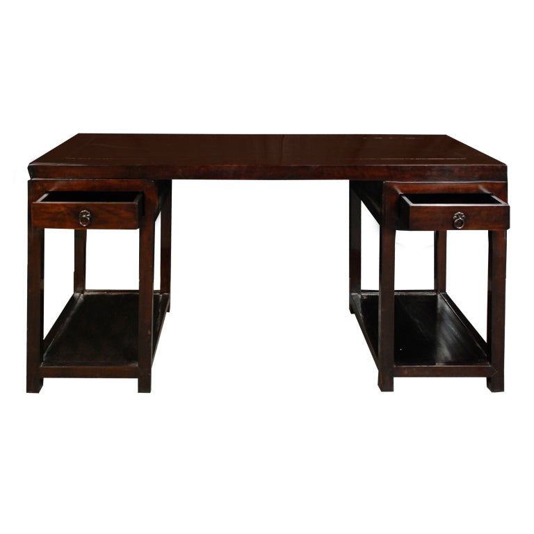 19th Century Chinese Pedestal Desk