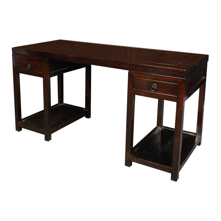 19th Century Chinese Pedestal Desk In Excellent Condition In Chicago, IL