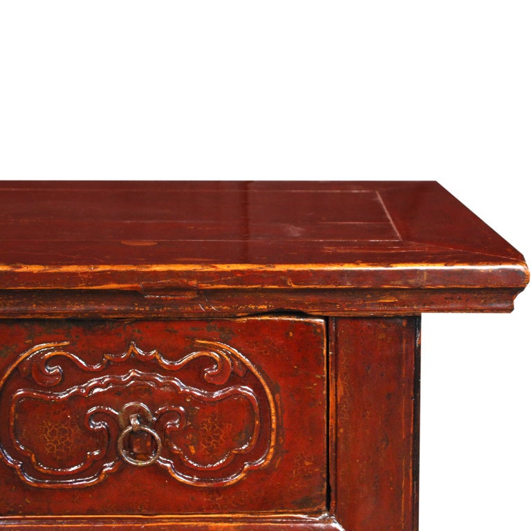 19th Century Chinese Red Lacquered Chest of Drawers 1