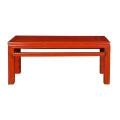 Antique 19th Century Chinese Red Lacquered Bench