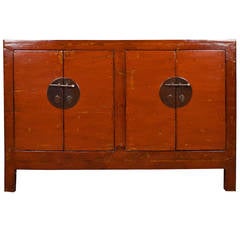 Early 20th Century Chinese Four-Door Red Lacquer Coffer 3