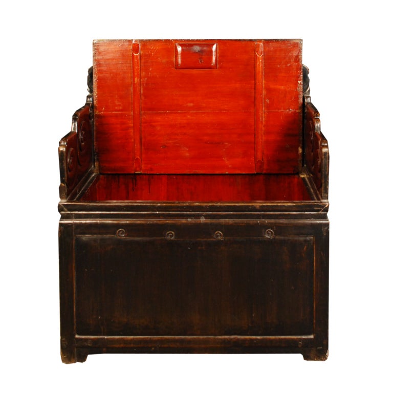 A 19th century Chinese poplar wood meditation chair with ruyi carved crestrail and stylized Shou character carved backsplat.  Seat opens for storage.

Pagoda Red Collection #:  DVD004


Keywords:  Chair, seating, bench, stool, trunk, storage