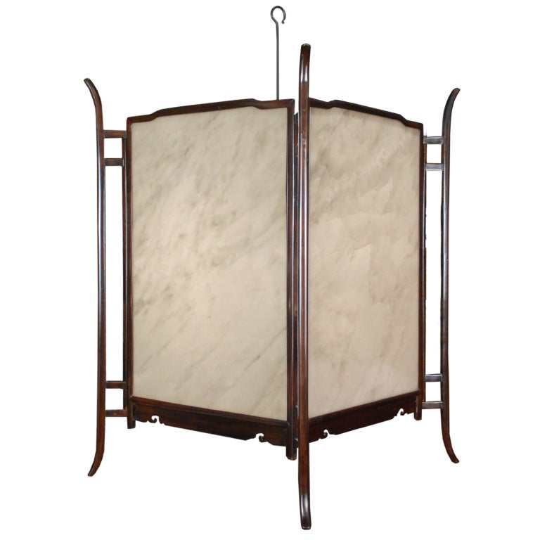 Pair of 19th Century Chinese Lanterns with Marble Panels