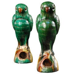 Pair of Small Parrot Incense Burners