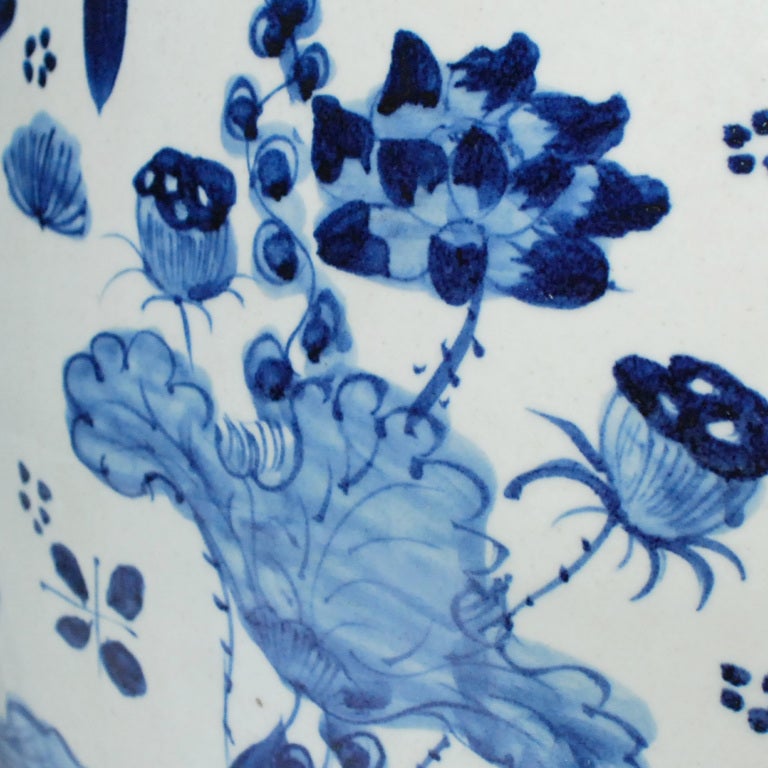 20th Century Blue and White Chinese Fish Bowl