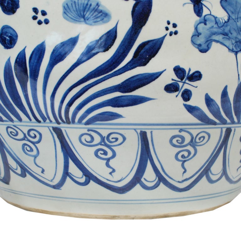 Porcelain Blue and White Chinese Fish Bowl