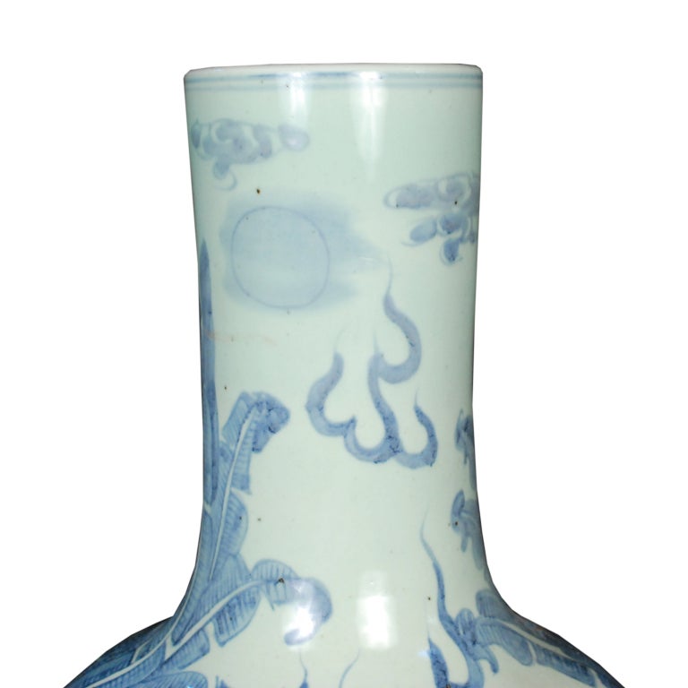 20th Century Chinese Blue and White Bottle Vase 2