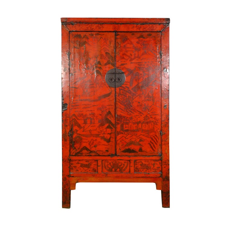 A pair of 19th century Chinese red lacquered cabinets painted with garden courtyards amidst mountainous landscapes.

Pagoda Red Collection #:  DVD012


Keywords:  Cabinet, armoire, cupboard, linen press, closet