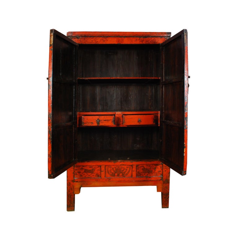 red lacquer chinese cabinet