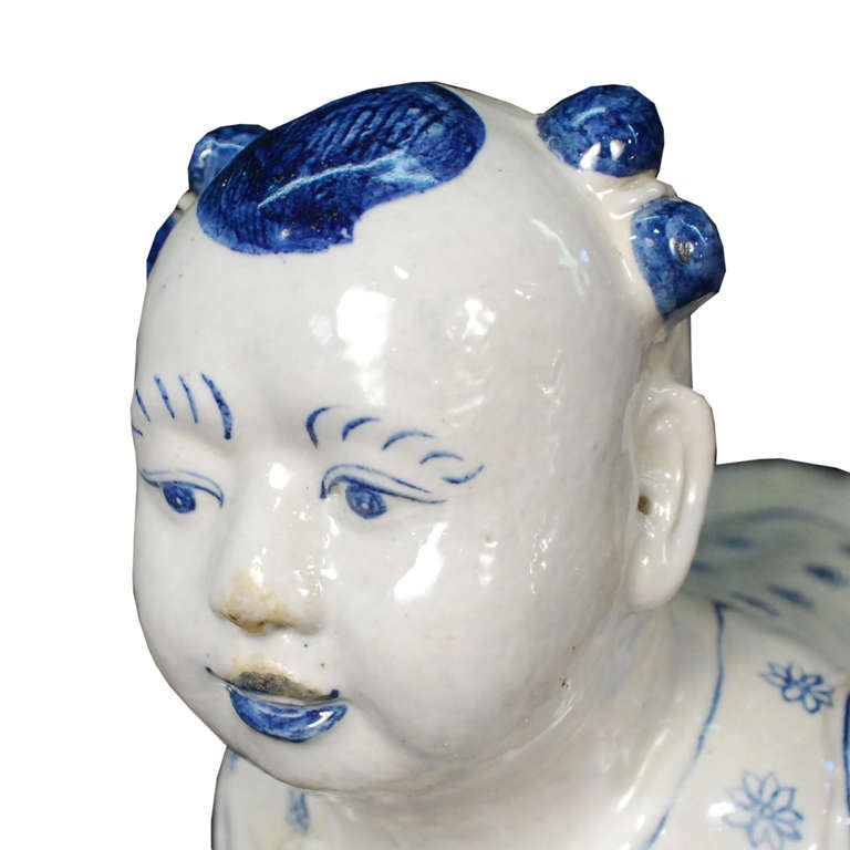 1930's Chinese Ceramic Ho Ho Boy Pillow 1