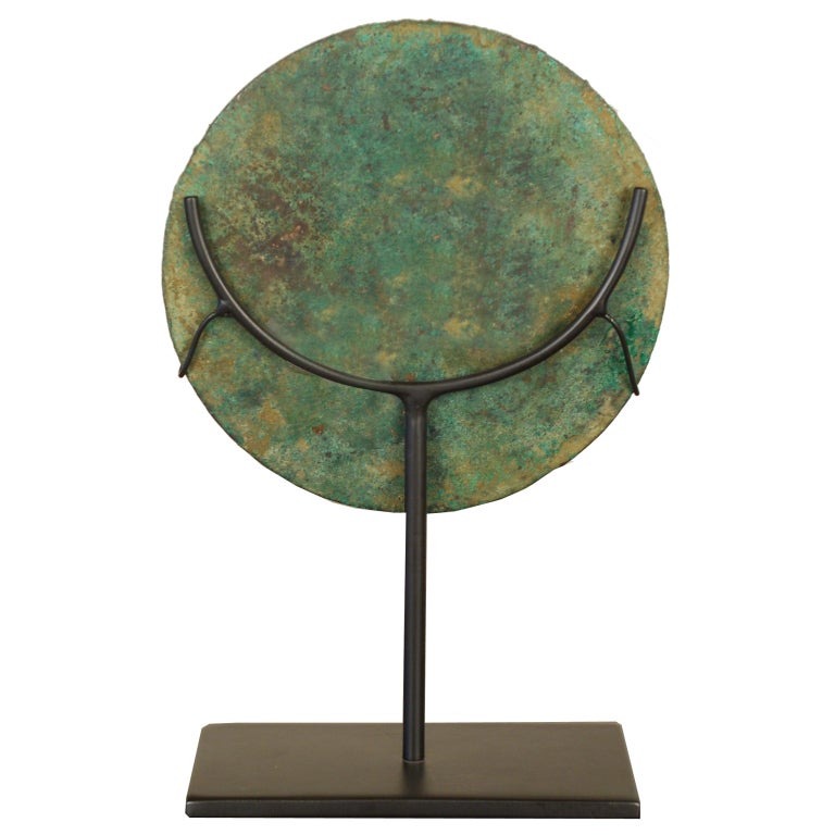 Han Period Bronze Mirror on Stand In Excellent Condition In Chicago, IL