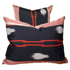 Pair of Vintage Japanese Ikat Pillows