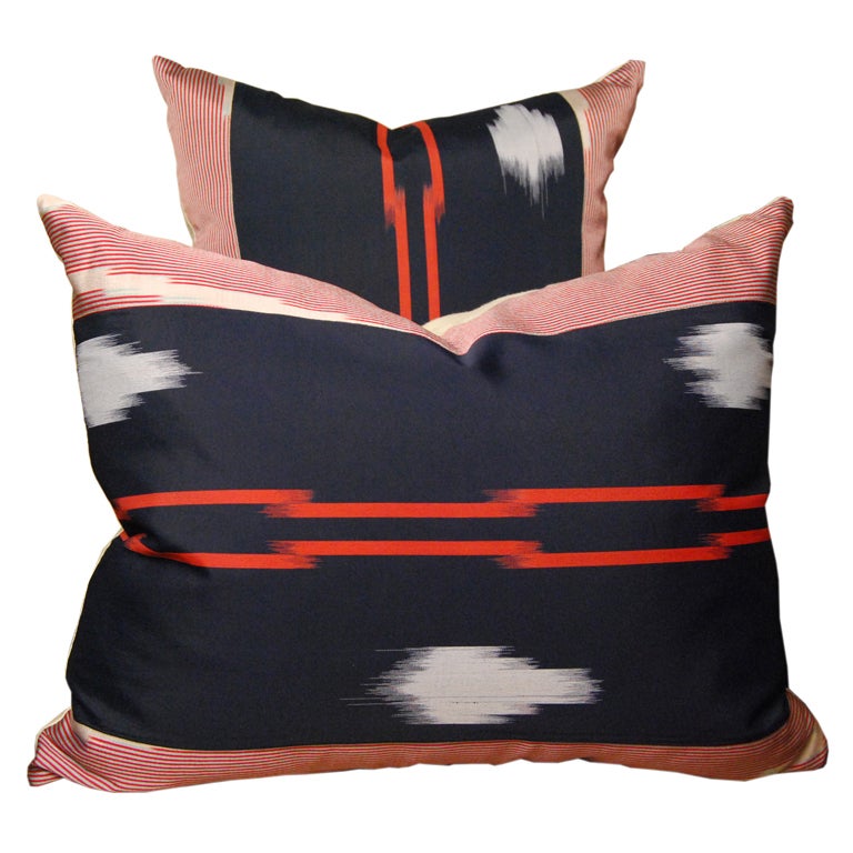 Pair of Vintage Japanese Ikat Pillows at 1stdibs